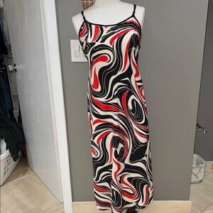 Nature Abstract Swirl Slip Maxi Dress
